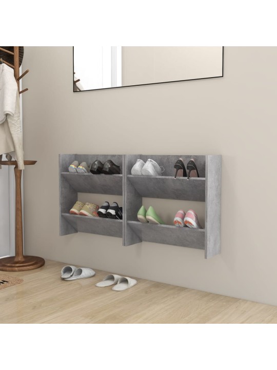 Nástěnné botníky 2 ks betonově šedé 60 x 18 x 60 cm dřevotříska