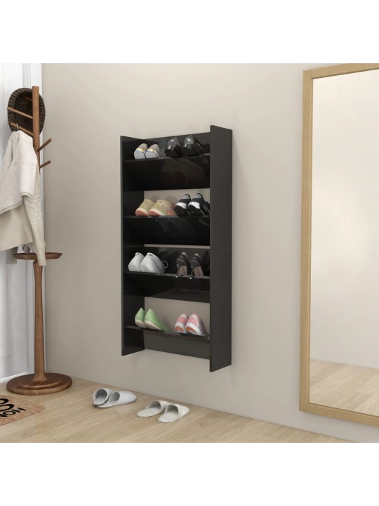 Nástěnné botníky 2 ks černé lesklé 60x18x60 cm kompozitní dřevo