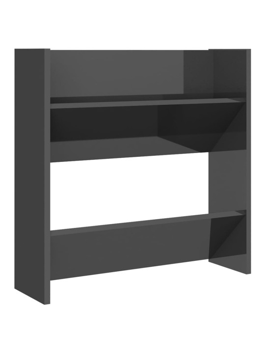 Nástěnný botník šedý vysoký lesk 60x18x60 cm kompozitní dřevo