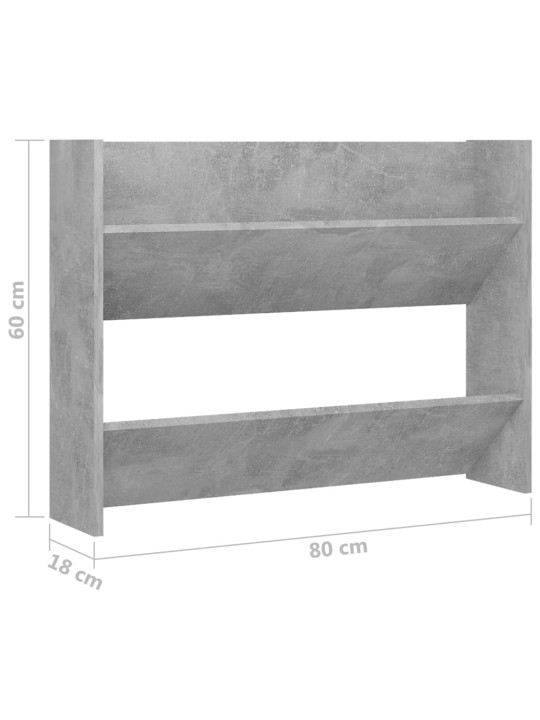 Nástěnný botník betonově šedý 80 x 18 x 60 cm kompozitní dřevo