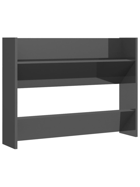 Nástěnný botník šedý vysoký lesk 80x18x60 cm kompozitní dřevo