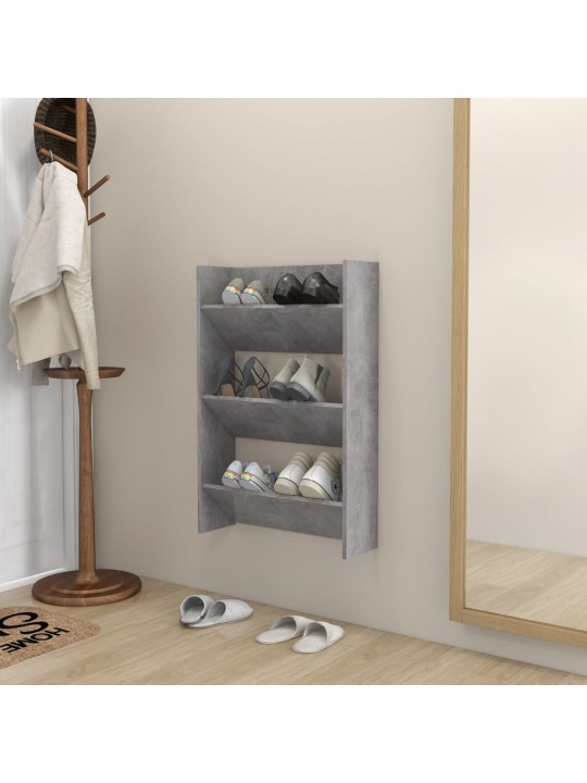 Nástěnný botník betonově šedý 60 x 18 x 90 cm dřevotříska