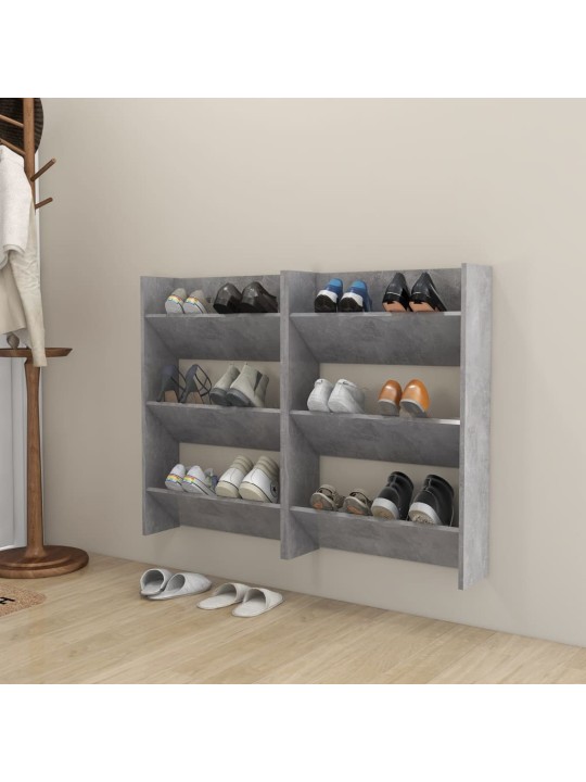 Nástěnné botníky 2 ks betonově šedé 60 x 18 x 90 cm dřevotříska