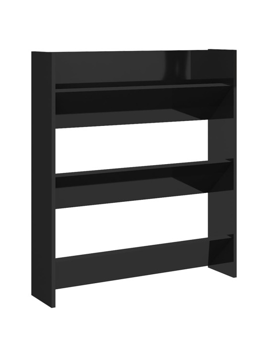 Nástěnný botník černý vysoký lesk 80x18x90 cm kompozitní dřevo