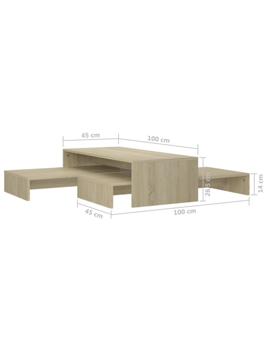 Sada konferenčních stolků dub sonoma 100x100x26,5 cm kompozit