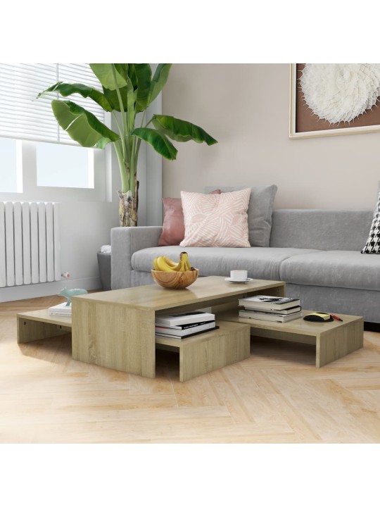 Sada konferenčních stolků dub sonoma 100x100x26,5 cm kompozit