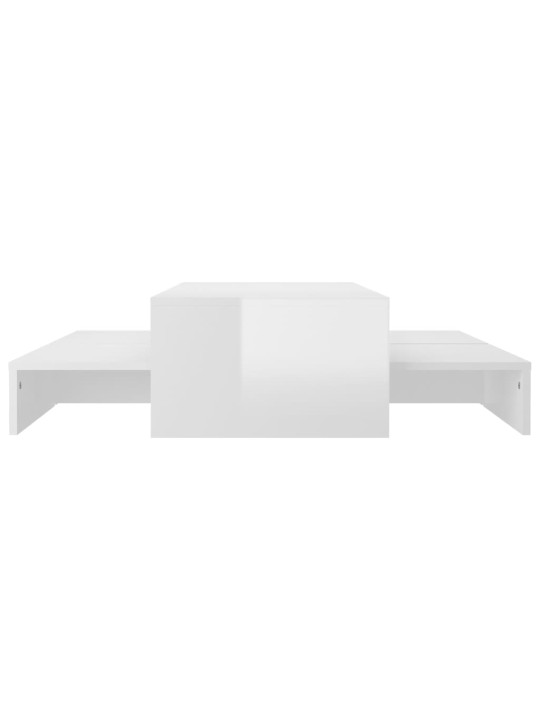 Sada konferenčních stolků bílá s vysokým leskem 100x100x26,5 cm