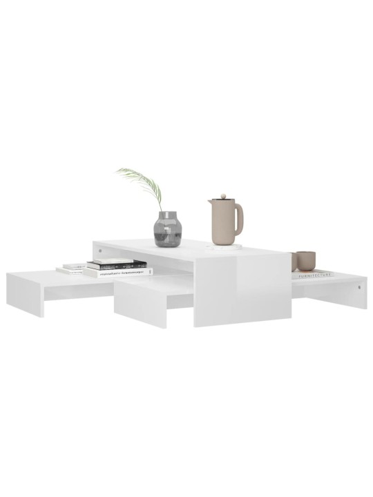 Sada konferenčních stolků bílá s vysokým leskem 100x100x26,5 cm