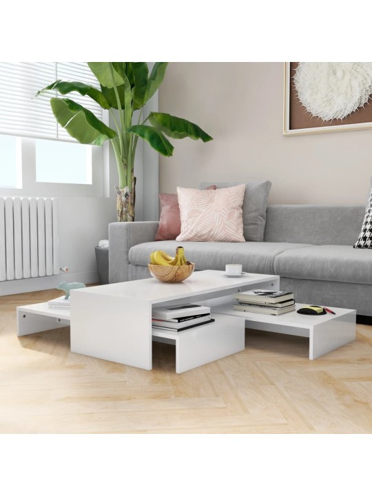 Sada konferenčních stolků bílá s vysokým leskem 100x100x26,5 cm