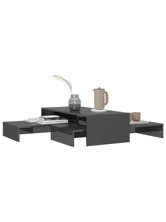 Sada konferenčních stolků šedá s vysokým leskem 100x100x26,5 cm