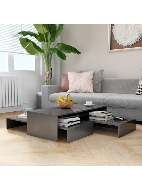Sada konferenčních stolků šedá s vysokým leskem 100x100x26,5 cm