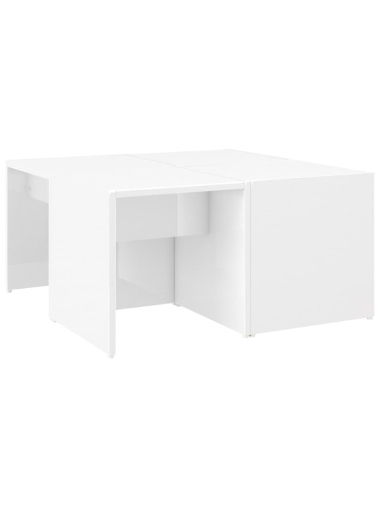 Konferenční stolky 4 ks bílé lesklé 33x33x33cm kompozitní dřevo