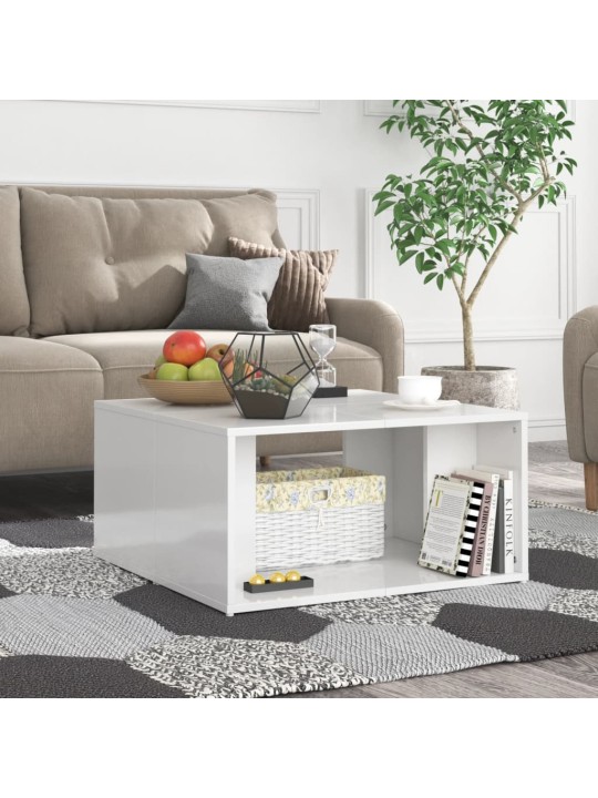Konferenční stolky 4 ks bílé lesklé 33x33x33cm kompozitní dřevo