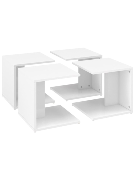 Konferenční stolky 4 ks bílé lesklé 33x33x33cm kompozitní dřevo
