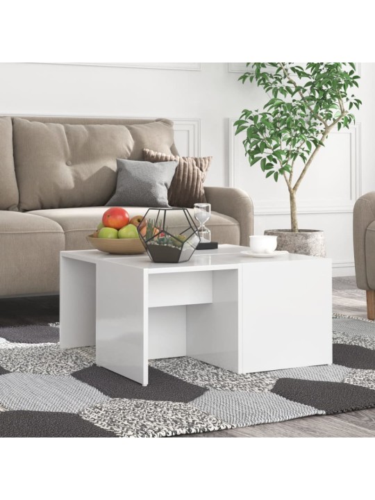 Konferenční stolky 4 ks bílé lesklé 33x33x33cm kompozitní dřevo