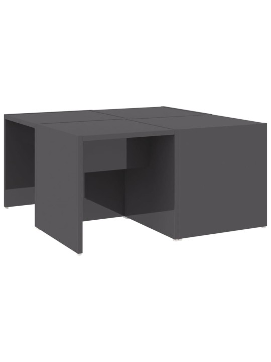 Konferenční stolky 4 ks šedé vysoký lesk 33x33x33cm dřevotříska