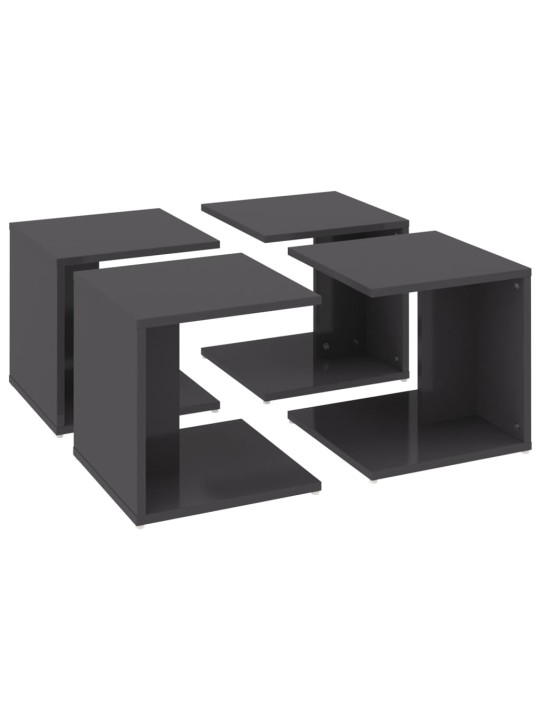 Konferenční stolky 4 ks šedé vysoký lesk 33x33x33cm dřevotříska