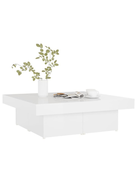 Konferenční stolek bílý lesklý 90 x 90 x 28 cm kompozitní dřevo