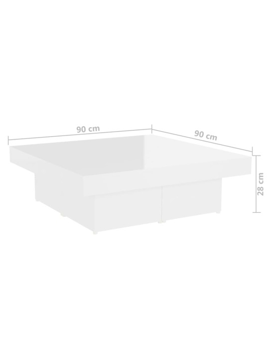 Konferenční stolek bílý lesklý 90 x 90 x 28 cm kompozitní dřevo