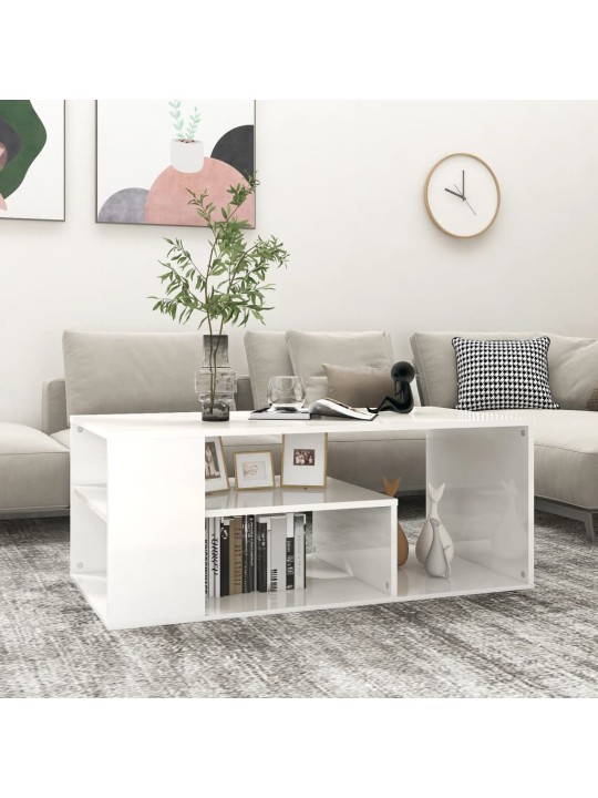 Konferenční stolek bílý lesklý 100x50x40 cm kompozitní dřevo