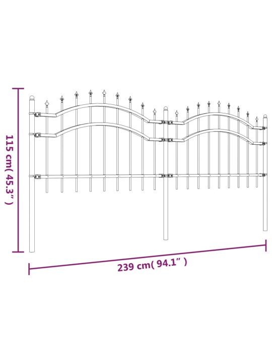 Zahradní plot s hroty černý 115 cm práškově lakovaná ocel
