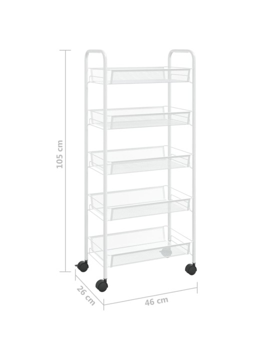 Kuchyňský vozík s 5 patry bílý 46 x 26 x 105 cm železo