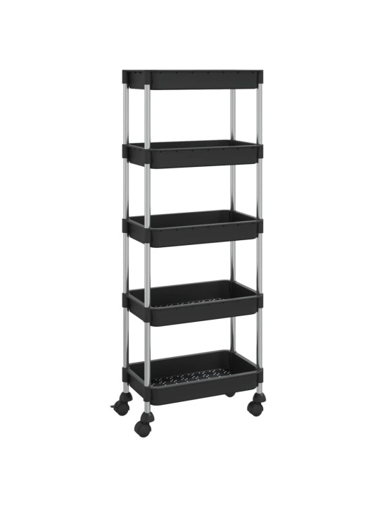 Kuchyňský vozík s 5 patry černý 42x29x128 cm železo a ABS