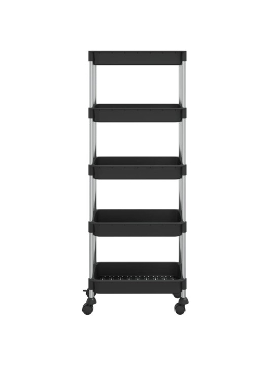 Kuchyňský vozík s 5 patry černý 42x29x128 cm železo a ABS