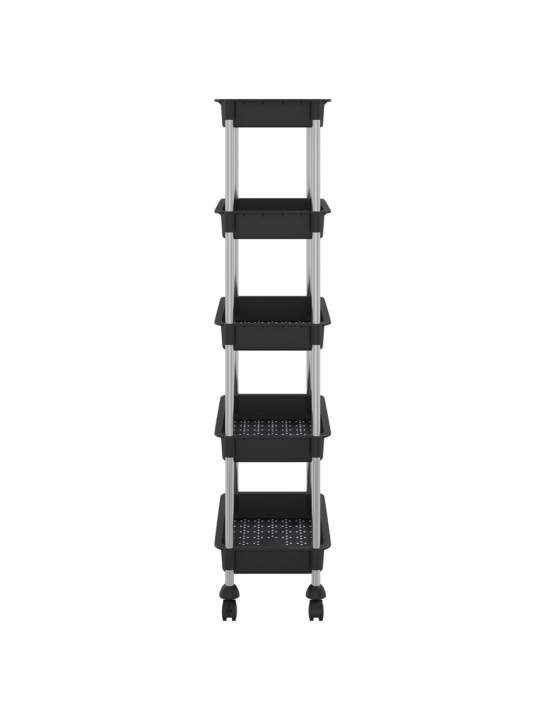 Kuchyňský vozík s 5 patry černý 42x29x128 cm železo a ABS