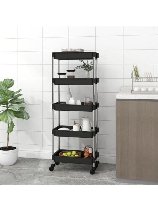 Kuchyňský vozík s 5 patry černý 42x29x128 cm železo a ABS