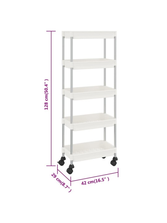 Kuchyňský vozík s 5 patry bílý 42x29x128 cm železo a ABS
