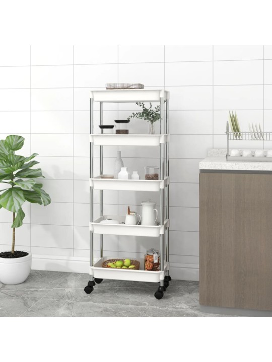 Kuchyňský vozík s 5 patry bílý 42x29x128 cm železo a ABS