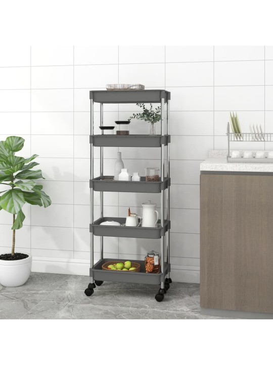 Kuchyňský vozík s 5 patry šedý 42x29x128 cm železo a ABS