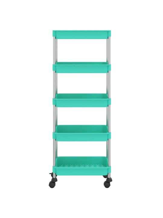 Kuchyňský vozík s 5 patry tyrkysový 42x29x128 cm železo a ABS