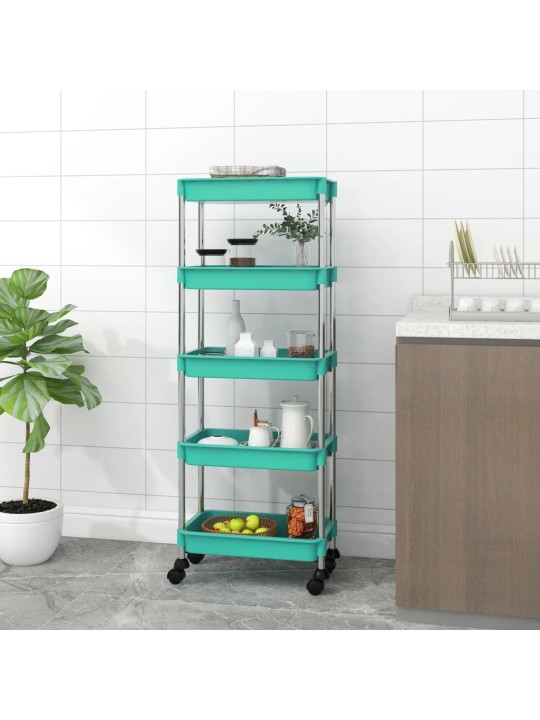 Kuchyňský vozík s 5 patry tyrkysový 42x29x128 cm železo a ABS