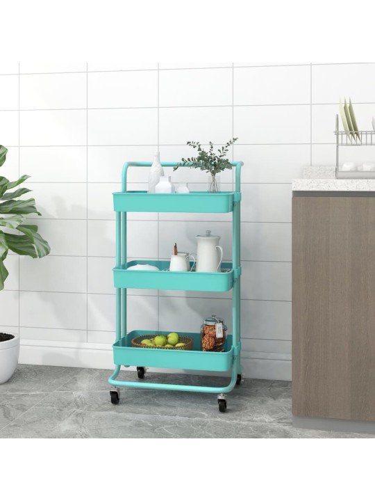 Kuchyňský vozík se 3 patry tyrkysový 42x35x85 cm železo a ABS
