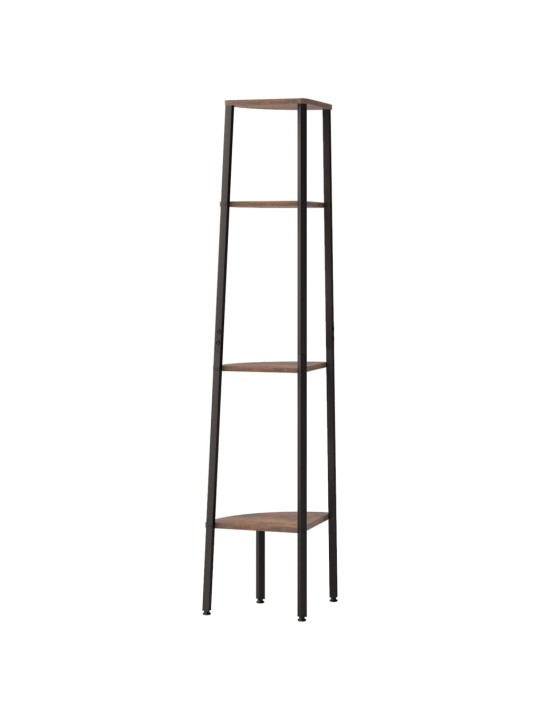 4patrová rohová police tmavě hnědá a černá 45,5 x 31,5 x 150 cm