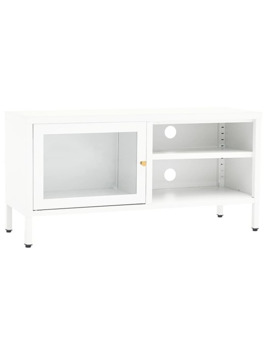 TV stolek bílý 90 x 30 x 44 cm ocel a sklo