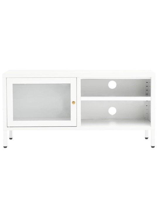 TV stolek bílý 90 x 30 x 44 cm ocel a sklo