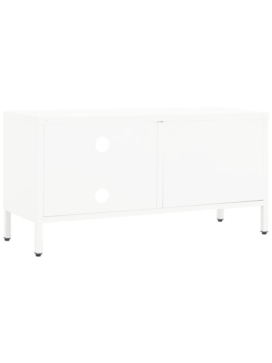 TV stolek bílý 90 x 30 x 44 cm ocel a sklo