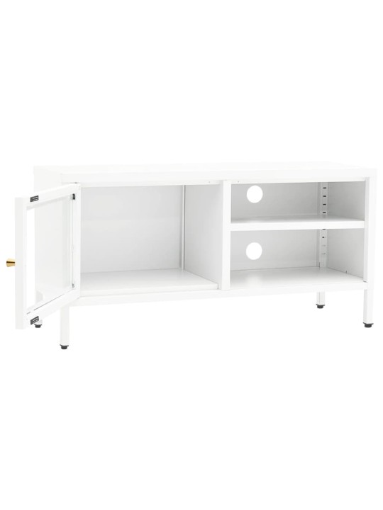 TV stolek bílý 90 x 30 x 44 cm ocel a sklo