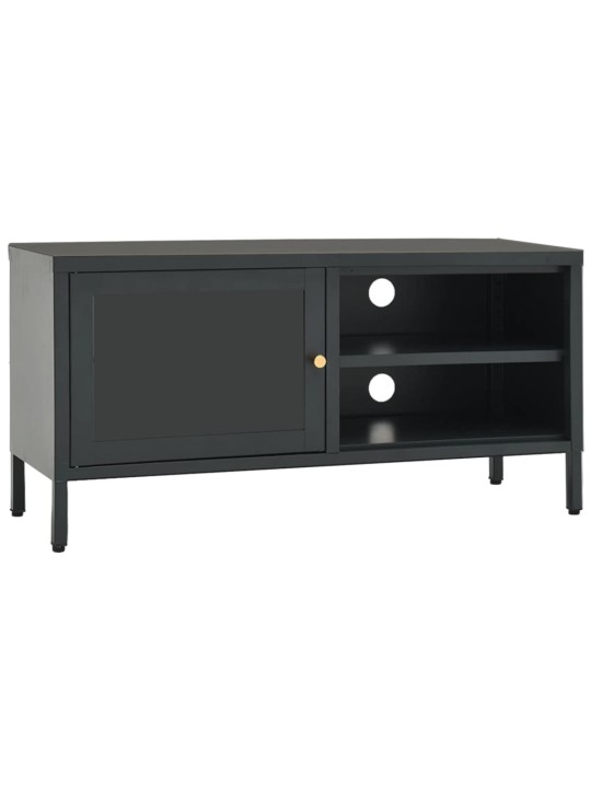 TV stolek antracitový 90 x 30 x 44 cm ocel a sklo