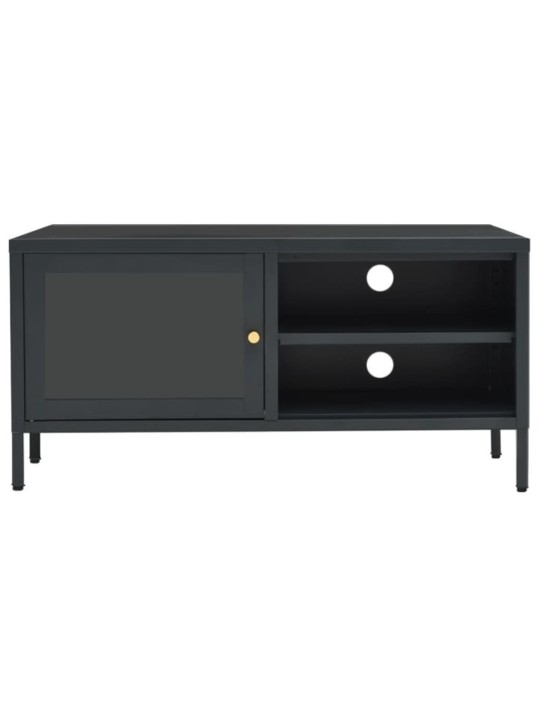 TV stolek antracitový 90 x 30 x 44 cm ocel a sklo