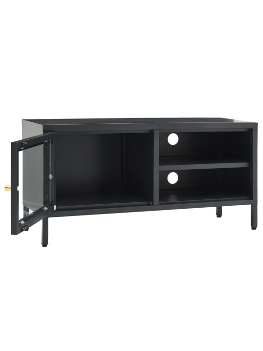 TV stolek antracitový 90 x 30 x 44 cm ocel a sklo