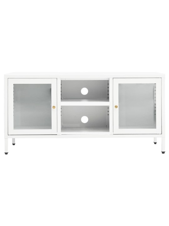 TV stolek bílý 105 x 35 x 52 cm ocel a sklo