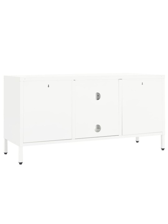 TV stolek bílý 105 x 35 x 52 cm ocel a sklo