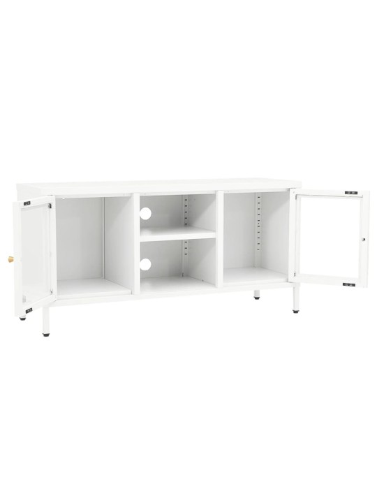 TV stolek bílý 105 x 35 x 52 cm ocel a sklo