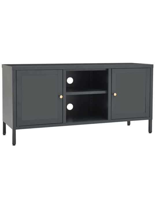 TV stolek antracitový 105 x 35 x 52 cm ocel a sklo