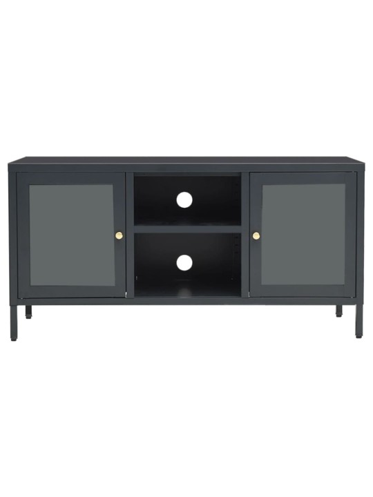 TV stolek antracitový 105 x 35 x 52 cm ocel a sklo