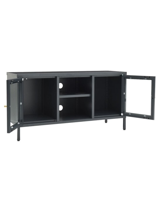 TV stolek antracitový 105 x 35 x 52 cm ocel a sklo